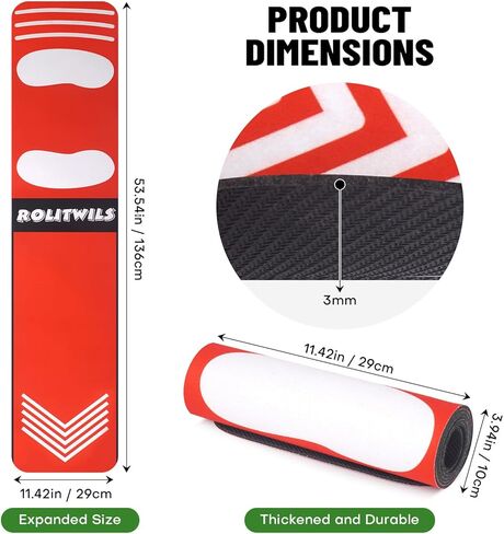 Softball Pitching Mat for Pitching Practice - Non-Slip Baseball Batting Mat with Footprint Guide for Young People Practice Backyard & Home Use - 54 x 12 inches Portable Lightweight in Saudi Arabia