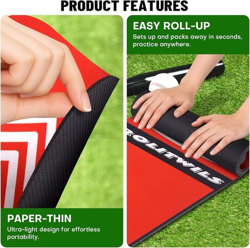 Softball Pitching Mat for Pitching Practice - Non-Slip Baseball Batting Mat with Footprint Guide for Young People Practice Backyard & Home Use - 54 x 12 inches Portable Lightweight in Saudi Arabia