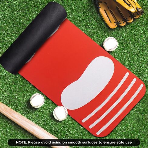 Softball Pitching Mat for Pitching Practice - Non-Slip Baseball Batting Mat with Footprint Guide for Young People Practice Backyard & Home Use - 54 x 12 inches Portable Lightweight in Saudi Arabia