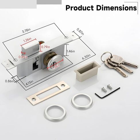 Aluminum Mortise Lock for Storefront Doors, Adams Rite-Style Deadbolt & Cylinder Set with Hook, Glass Door Lock for 1.65-1.89 Thick Doors, Includes 3 Keys in Saudi Arabia