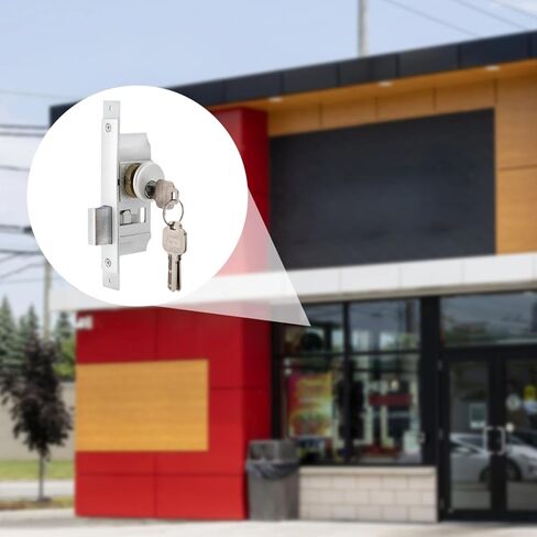 Aluminum Mortise Lock for Storefront Doors, Adams Rite-Style Deadbolt & Cylinder Set with Hook, Glass Door Lock for 1.65-1.89 Thick Doors, Includes 3 Keys in Saudi Arabia