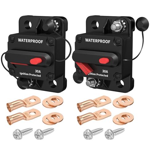 DaierTek 50 Amp Circuit Breaker 2-Pack with Transparent Cover Waterproof Marine Circuit Breaker 12V - 48V Resettable Inline Fuse Switch, 12 Volt 50A Breaker for Boat Trolling Motor Car Automotive in Saudi Arabia