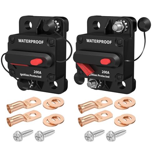 DaierTek 50 Amp Circuit Breaker 2-Pack with Transparent Cover Waterproof Marine Circuit Breaker 12V - 48V Resettable Inline Fuse Switch, 12 Volt 50A Breaker for Boat Trolling Motor Car Automotive in Saudi Arabia