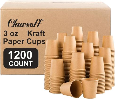 مجموعة Clawsoff 180 كوب ورقي سعة 12 أونصة، أكواب قهوة ورقية بنية كرافت للاستعمال مرة واحدة 12 أونصة، أكواب ورقية غير مبيضة لحفلات المشروبات الساخنة/الباردة، والنزهات، والسفر، والمناسبات. in Kuwait