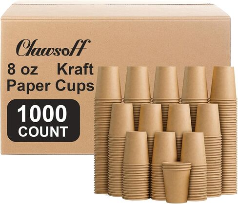مجموعة Clawsoff 180 كوب ورقي سعة 12 أونصة، أكواب قهوة ورقية بنية كرافت للاستعمال مرة واحدة 12 أونصة، أكواب ورقية غير مبيضة لحفلات المشروبات الساخنة/الباردة، والنزهات، والسفر، والمناسبات. in Kuwait