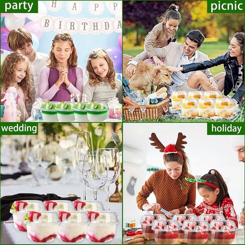 tiaiidi 50 حزمة 12 أوقية أكواب بلاستيكية شفافة يمكن التخلص منها مع أغطية قبة وملاعق، أكواب الحلوى البلاستيكية، أوعية الوجبات الخفيفة القابل للتصرف للآيس كريم، الكعك، الوجبات الخفيفة، الفاكهة، المشروبات الباردة، اللبن المخفوق، الحلوى، السلطة in Kuwait