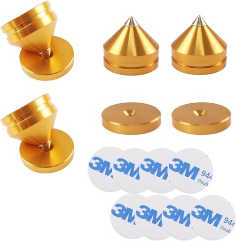 4Pcs 0.9x1in Speaker Isolation Feet Single-Sided 3M Adhesives Speaker Spike Pads with Non-Slip Rubber Rings for Amplifier Turntable Subwoofer Audio Speaker CD Player DAC Recorder(Silver) in Kuwait