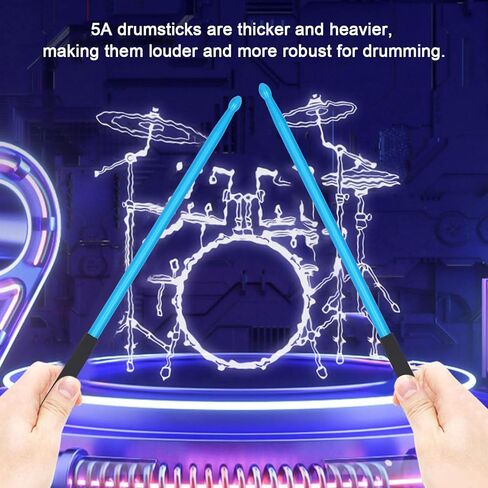 5A Drum Stick, 1 Pair Professional Non Slip Handle Aluminium Alloy Drumsticks for Adults Musical Instrument, Live Performance Drum Kit Practice Accessories (Blue) in Saudi Arabia