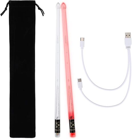 أعواد طبلة متغيرة 15 لونًا قابلة لإعادة الشحن، أعواد طبلة كهربائية متوهجة بإضاءة LED مع شحن USB للأطفال والكبار وإكسسوارات الطبول الاحترافية وهدايا الطبول in Saudi Arabia