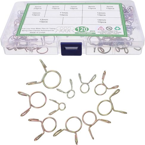VALICLUD 120pcs Heavy Duty Water Hose Clamps Spring Clip Set, Color Zinc-plated Line Hose Clips for Plumbing, Automotive, and Gardening Applications in Saudi Arabia