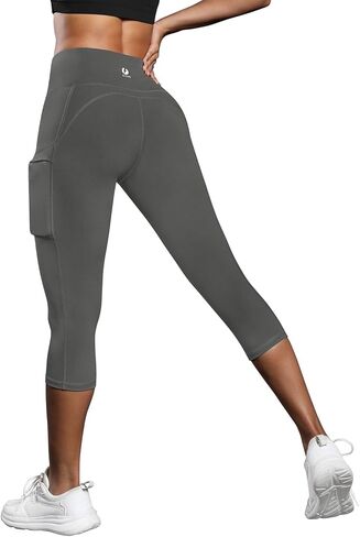 سراويل اليوغا النسائية Fihapyli ICTIVE Capris مع جيوب للجري والبيلاتيس واللياقة البدنية والجري بخصر عالٍ in Kuwait