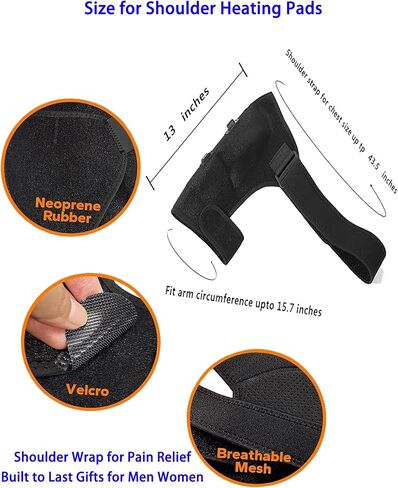 غلاف وسادة تدفئة الكتف الكهربائية| 3 إعدادات للحرارة قابلة للتعديل، لفافة كتف ساخنة لتخفيف الآلام | وسادة علاج ساخنة لاسلكية تعمل بمنفذ USB للأساور الدوارة، للرجال والنساء (لا يوجد بنك طاقة) in Kuwait