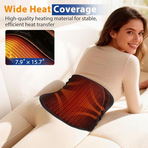 Cordless Heating Pad for Back, Back Heating Pad Rechargeable Heated Waist Belt Wrap with Built-in Warming Layer 5 Heat Options & 3 Auto Timer in Saudi Arabia