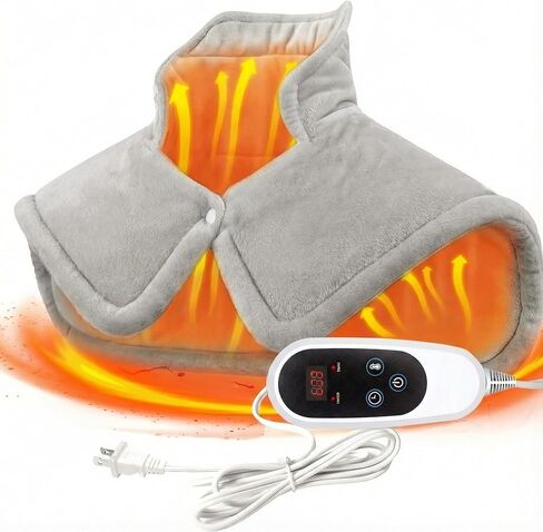 Heating Pad for Neck and Shoulders and Back, Valentines Day Gifts for Him Women Men Mom Wife, Heat Pad for Back, Multi Heat Settings, Timers Auto-Off, Large Neck Pad, Local Warehouse (Deep Gray) in Saudi Arabia