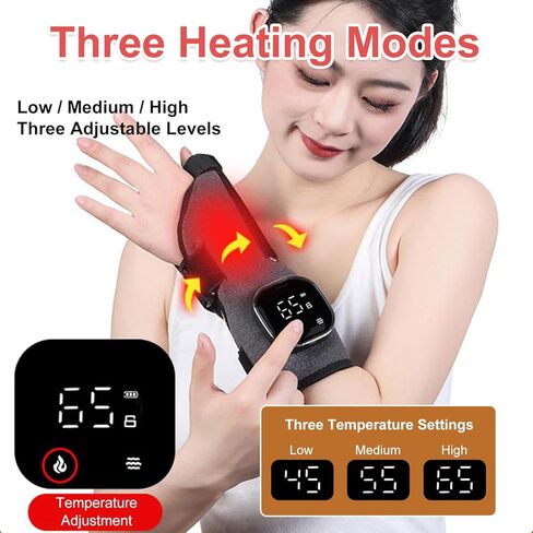 Electric Heating Wrist & Thumb Support Brace with 3-Level Heat Therapy, 5-Mode Massage, USB Rechargeable, Adjustable Strap, and Removable Mugwort Pack for Pain Relief & Comfort in Kuwait