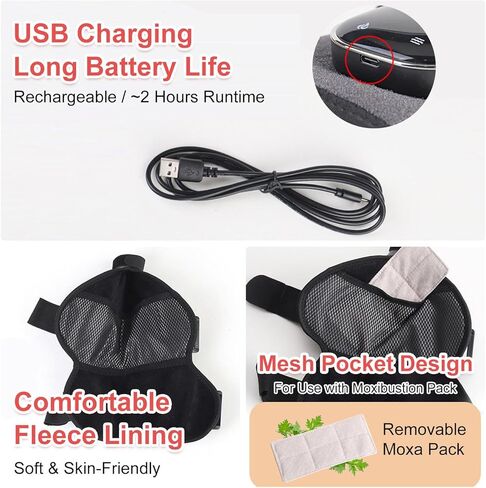 Electric Heating Wrist & Thumb Support Brace with 3-Level Heat Therapy, 5-Mode Massage, USB Rechargeable, Adjustable Strap, and Removable Mugwort Pack for Pain Relief & Comfort in Kuwait