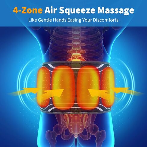 وسادة تدفئة الظهر مع جهاز تدليك - حزام تدليك الظهر المُسخن مع وسادات ضغط الهواء، وسادة تدفئة للظهر مع بطارية 4000 مللي أمبير في الساعة - هدايا للنساء والرجال والعائلة in Kuwait