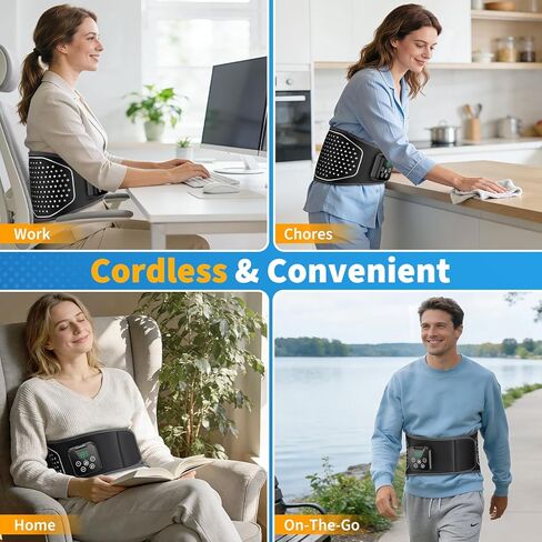 وسادة تدفئة الظهر مع جهاز تدليك - حزام تدليك الظهر المُسخن مع وسادات ضغط الهواء، وسادة تدفئة للظهر مع بطارية 4000 مللي أمبير في الساعة - هدايا للنساء والرجال والعائلة in Kuwait