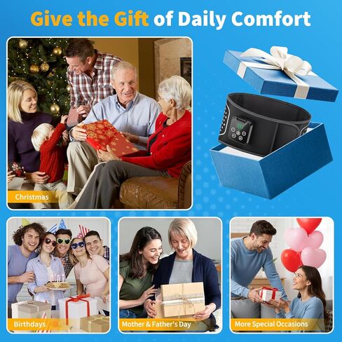 وسادة تدفئة الظهر مع جهاز تدليك - حزام تدليك الظهر المُسخن مع وسادات ضغط الهواء، وسادة تدفئة للظهر مع بطارية 4000 مللي أمبير في الساعة - هدايا للنساء والرجال والعائلة in Kuwait