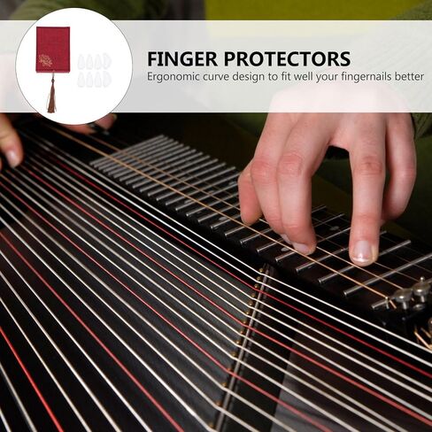 مجموعة SUPVOX الاحترافية الكبيرة من الكريستال الأبيض Guzheng للعب الأظافر المزيفة مع أغطية حماية لأطراف الأصابع لممارسة Guzheng والأداء in Kuwait