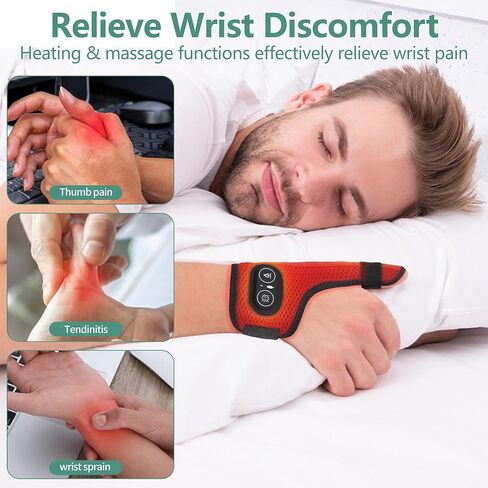 Cordless Wrist Heating Pad Massager, Heated Wrist Wrap, 3 Vibration and Heat Settings, Heated Hand Wrap for Arthritis, Carpal Tunnel Relief in Saudi Arabia