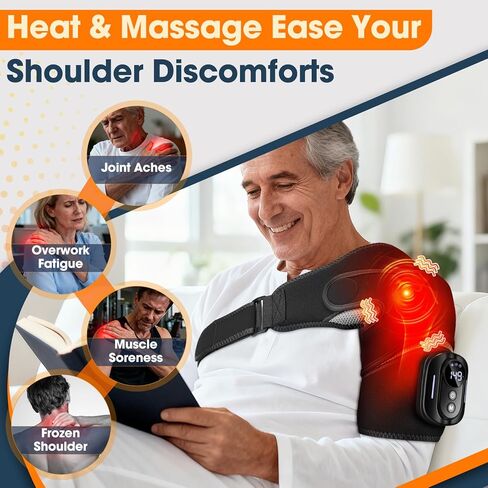 Shoulder Heating Pad with Remote, Heated Shoulder Wrap with Massage, Shoulder Massager with Heat for Rotator Cuff Pain Black in Kuwait