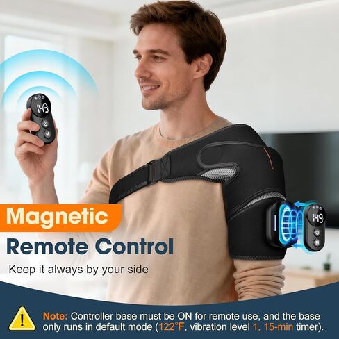 Shoulder Heating Pad with Remote, Heated Shoulder Wrap with Massage, Shoulder Massager with Heat for Rotator Cuff Pain Black in Kuwait