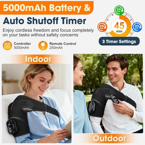 Shoulder Heating Pad with Remote, Heated Shoulder Wrap with Massage, Shoulder Massager with Heat for Rotator Cuff Pain Black in Kuwait