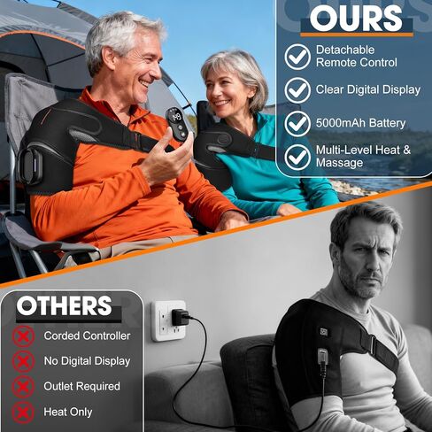 Shoulder Heating Pad with Remote, Heated Shoulder Wrap with Massage, Shoulder Massager with Heat for Rotator Cuff Pain Black in Kuwait