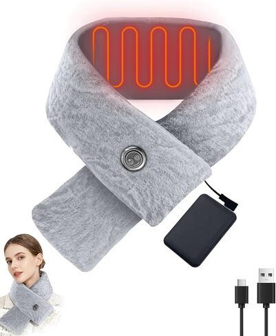 Heating Pad for Neck, 5000Amh Heated Scarf Rechargeable with Light Button, 3 Heating Levels Heated Neck Wrap for Pain Relief, Electric Heated Pad for Men & Women, Valentine's Day Gifts in Kuwait