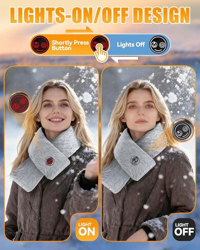 Heating Pad for Neck, 5000Amh Heated Scarf Rechargeable with Light Button, 3 Heating Levels Heated Neck Wrap for Pain Relief, Electric Heated Pad for Men & Women, Valentine's Day Gifts in Kuwait