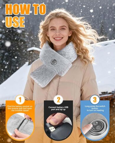 Heating Pad for Neck, 5000Amh Heated Scarf Rechargeable with Light Button, 3 Heating Levels Heated Neck Wrap for Pain Relief, Electric Heated Pad for Men & Women, Valentine's Day Gifts in Kuwait