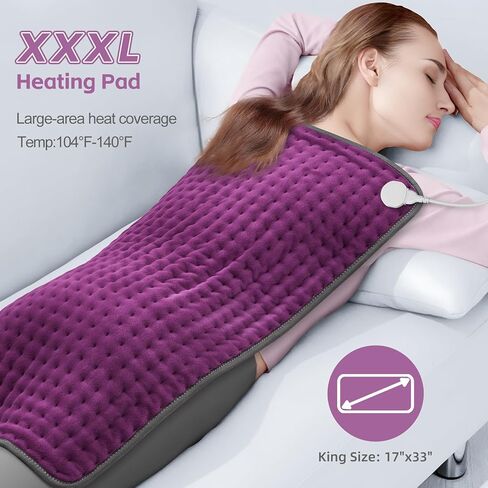 17"x33" Heating Pad XXXL for Back Pain, Extra Large Heated Pad for Neck/Shoulders/Legs/Knees/Feet/Cramps, Birthday Mothers Day Gifts for Mom Women Wife Grandma Her Sister, 6 Heat Settings, Auto-Off in Saudi Arabia