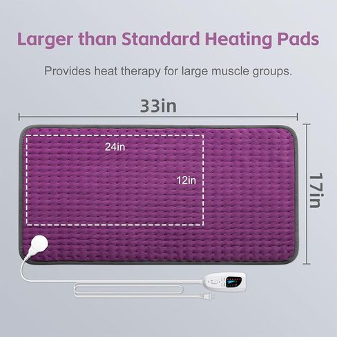 17"x33" Heating Pad XXXL for Back Pain, Extra Large Heated Pad for Neck/Shoulders/Legs/Knees/Feet/Cramps, Birthday Mothers Day Gifts for Mom Women Wife Grandma Her Sister, 6 Heat Settings, Auto-Off in Saudi Arabia