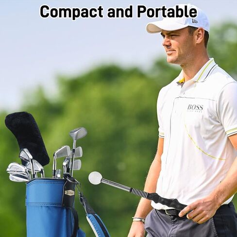 Retractable Golf Swing Training Aid with Arm Band, Golf Grip Trainer for Indoor Outdoor Practice, Portable Club Grips with Click Sound for Beginners and All Skill Levels in Kuwait