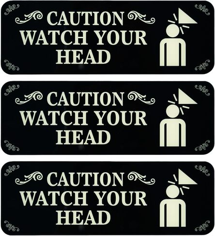 3 Pack Caution Watch Your Head Sign, 3" x 9" Thick Acrylic Self - Warning Labels for Low Ceilings, Garages, Basements,Stores, Offices in Saudi Arabia