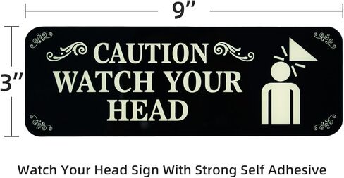 3 Pack Caution Watch Your Head Sign, 3" x 9" Thick Acrylic Self - Warning Labels for Low Ceilings, Garages, Basements,Stores, Offices in Saudi Arabia