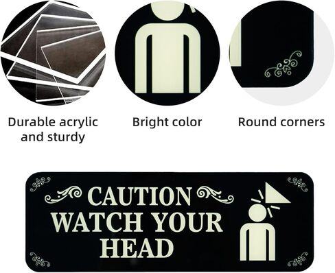 3 Pack Caution Watch Your Head Sign, 3" x 9" Thick Acrylic Self - Warning Labels for Low Ceilings, Garages, Basements,Stores, Offices in Saudi Arabia