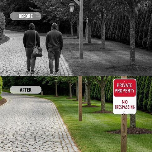 SmartSign Private Property No Trespassing Sign - 2-Pack, 12" x 18", 80 mil Thick Aluminum Composite (ACM), Pre-Drilled Holes, Red and White, Made in USA in Saudi Arabia