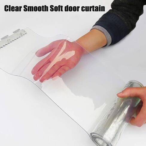 ستارة باب شريطية من مادة PVC معزولة حرارياً - ستارة شفافة مقاومة للماء ومقاومة للرياح ناعمة للتحكم في المناخ (عرض 150 × ارتفاع 220 سم) لتكييف الهواء وتوفير الطاقة in Kuwait