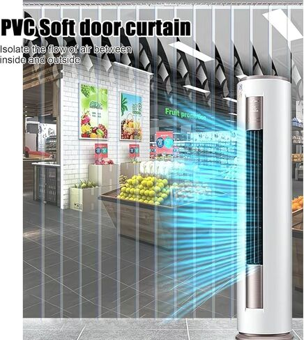 Insulated PVC Strip Door Curtains, Windproof & Waterproof, Clear Plastic Partition for Warehouses, Freezers & Garages - 150x190cm (59x74.8in) in Saudi Arabia