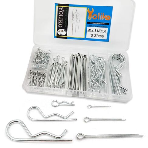 105 Pcs R Pins and Cotter Pins Assortment kit-6 Sizes Retaining Pin Split Pin Tractor Hairpin Spring Clip Used for Hitch Pin Lock System Dolly/Trailer/Hand Truck Pin Replacement in Kuwait