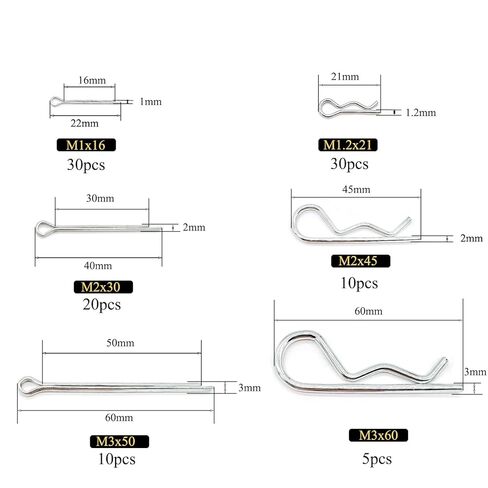 105 Pcs R Pins and Cotter Pins Assortment kit-6 Sizes Retaining Pin Split Pin Tractor Hairpin Spring Clip Used for Hitch Pin Lock System Dolly/Trailer/Hand Truck Pin Replacement in Kuwait