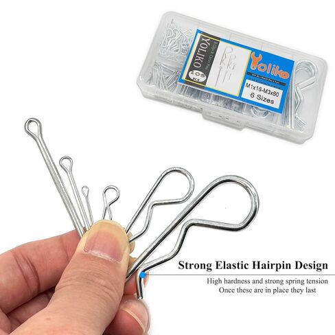 105 Pcs R Pins and Cotter Pins Assortment kit-6 Sizes Retaining Pin Split Pin Tractor Hairpin Spring Clip Used for Hitch Pin Lock System Dolly/Trailer/Hand Truck Pin Replacement in Kuwait
