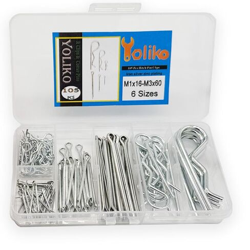 105 Pcs R Pins and Cotter Pins Assortment kit-6 Sizes Retaining Pin Split Pin Tractor Hairpin Spring Clip Used for Hitch Pin Lock System Dolly/Trailer/Hand Truck Pin Replacement in Kuwait