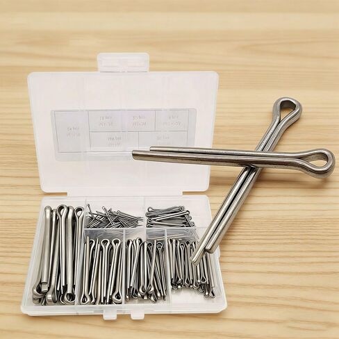 230pcs Premium 304 Stainless Steel Cotter Pin Assortment Kit | 6 Sizes Heavy Duty R Clips & Hairpin Cotter Pin Set | Hardware Pins for Automotive, Trailer, Hitch Pin Lock System in Saudi Arabia