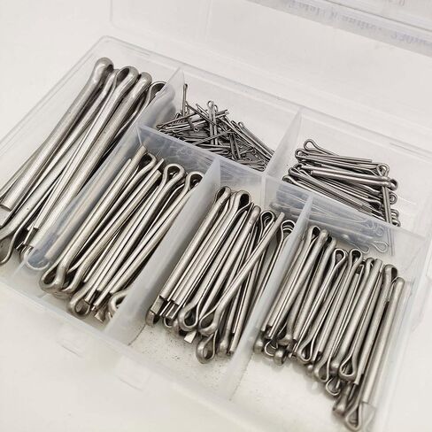 230pcs Premium 304 Stainless Steel Cotter Pin Assortment Kit | 6 Sizes Heavy Duty R Clips & Hairpin Cotter Pin Set | Hardware Pins for Automotive, Trailer, Hitch Pin Lock System in Saudi Arabia