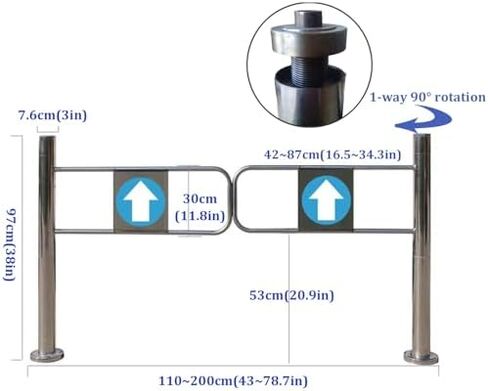 بوابة متأرجحة أوتوماتيكية لمحلات السوبر ماركت - باب وصول من الفولاذ المقاوم للصدأ باتجاه واحد بزاوية 90 درجة يفتح حاجز الأمان لمتاجر المكتبات والمستودعات (180 × 100 سم) in Kuwait