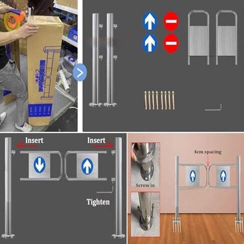 بوابة متأرجحة أوتوماتيكية لمحلات السوبر ماركت - باب وصول من الفولاذ المقاوم للصدأ باتجاه واحد بزاوية 90 درجة يفتح حاجز الأمان لمتاجر المكتبات والمستودعات (180 × 100 سم) in Kuwait