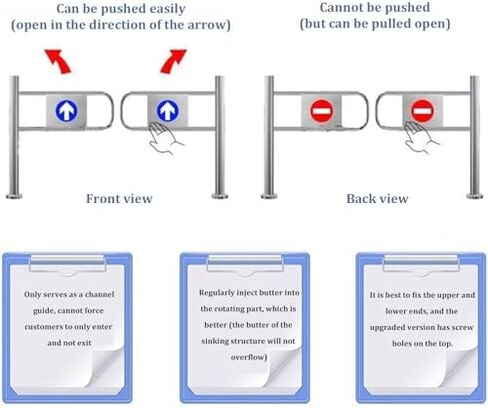 بوابة متأرجحة أوتوماتيكية لمحلات السوبر ماركت - باب وصول من الفولاذ المقاوم للصدأ باتجاه واحد بزاوية 90 درجة يفتح حاجز الأمان لمتاجر المكتبات والمستودعات (180 × 100 سم) in Kuwait